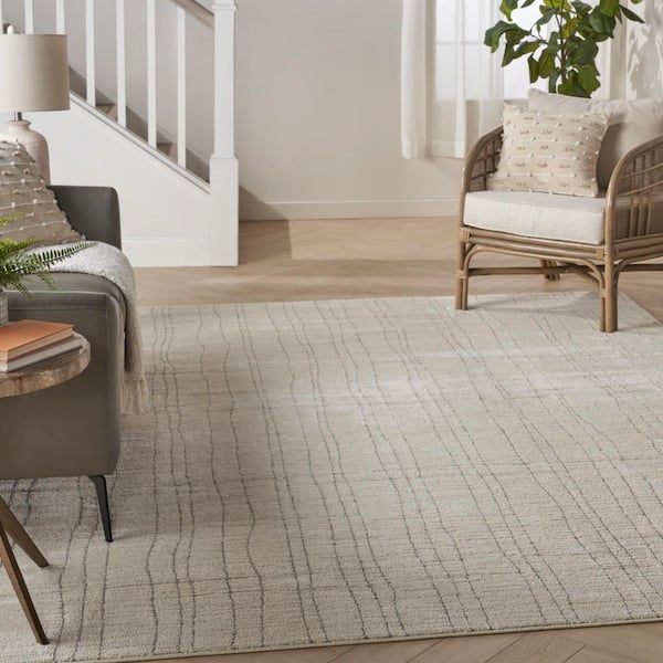 Andes Ivory Grey 9 ft. x 12 ft. Abstract Contemporary Area Rug