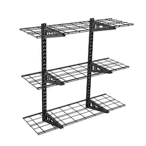 12 in. x 36 in. 3-Tier Adjustable Steel Garage Wall Shelf in Black