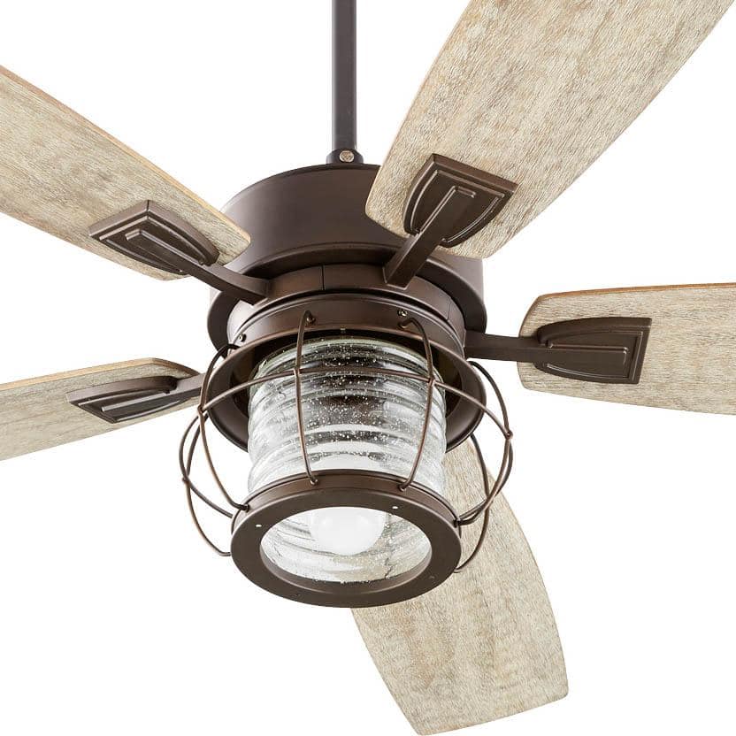 Galveston 52" Bronze Ceiling Fan with Weathered Oak Blades and LED Light