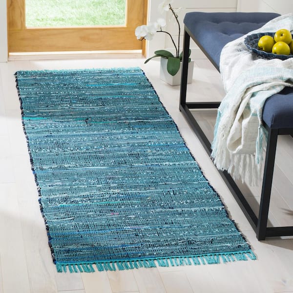 Rag Rug Blue/Multi 2 ft. x 9 ft. Striped Runner Rug