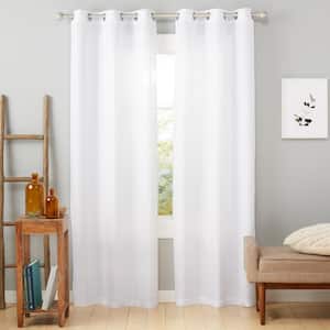 Ladner Winter White Solid Light Filtering Grommet Top Indoor Curtain Panel, 38 in. W x 96 in. L (Set of 2)