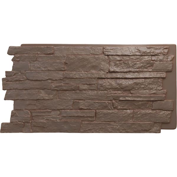 Ekena Millwork Acadia Ledge 49 in. x 1 1/4 in. Autumn Bronze Stacked Stone, StoneWall Faux Stone Siding Panel