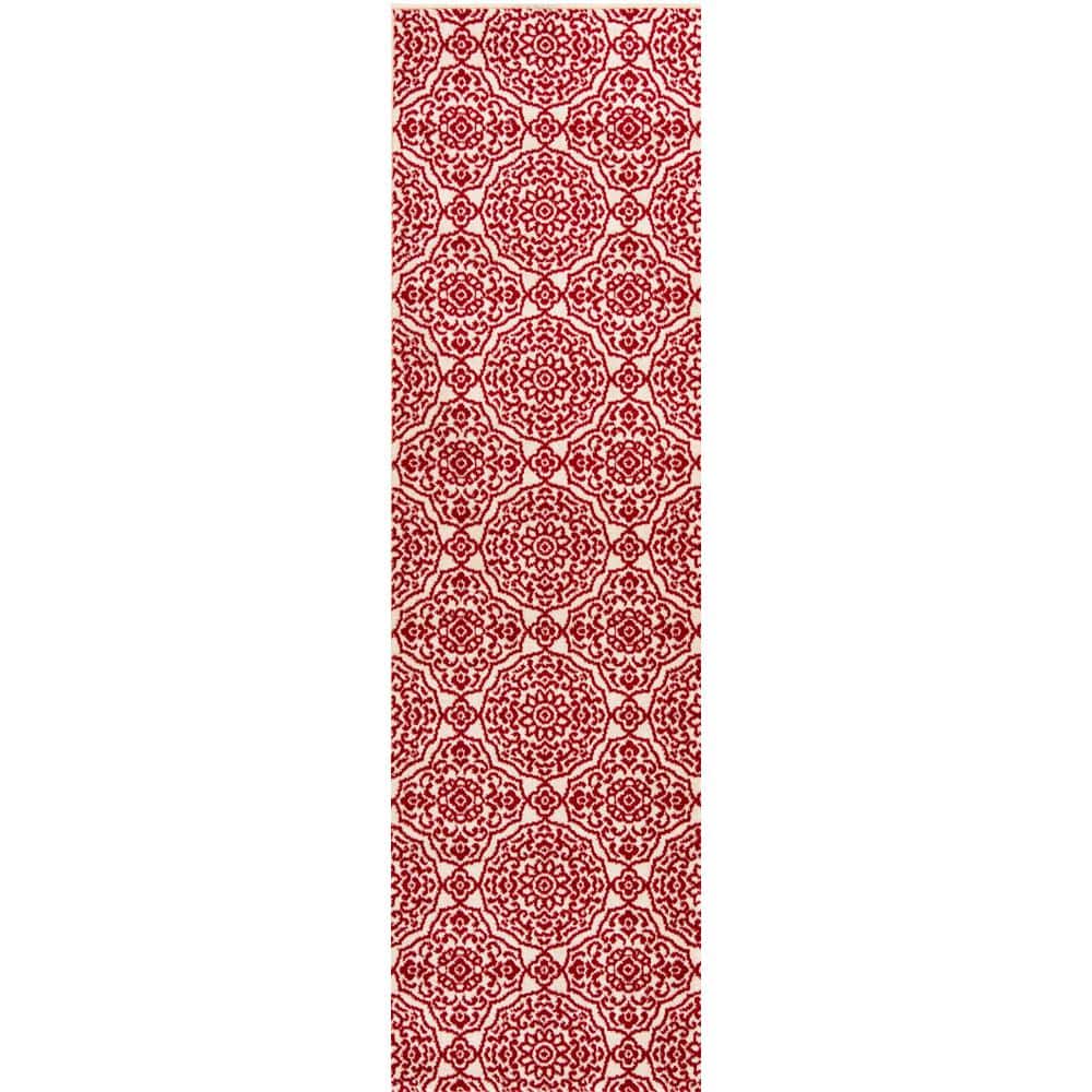 LOOMAKNOTI Tecopa Kamiyarli Red 2 ft. 3 in. x 7 ft. 6 in. Medallion