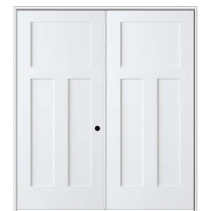 Shaker Flat Panel 36 in. x 80 in. Left Hand Solid Core Primed Composite Double Prehung French Door with 4-9/16 in. Jamb
