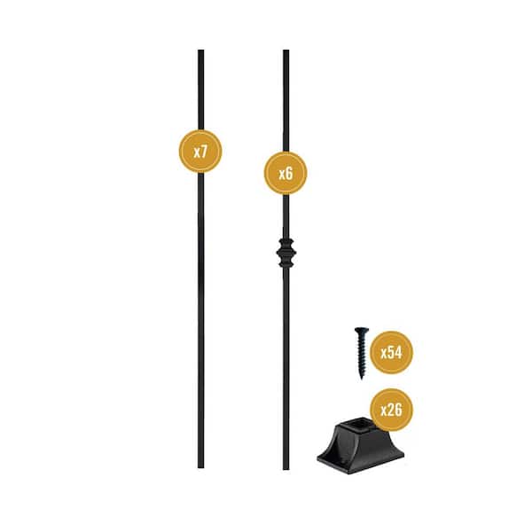 Royal Railing Series Luxembourg 31 in. H x 1/2 in. W Black Galvinized Steel StairBalusters Hardware Included (13-Pack)