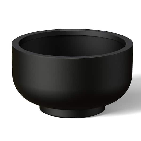 Sapcrete 18 in. Large Charcoal Black Concrete Round Planter / Pot with Drainage Holes