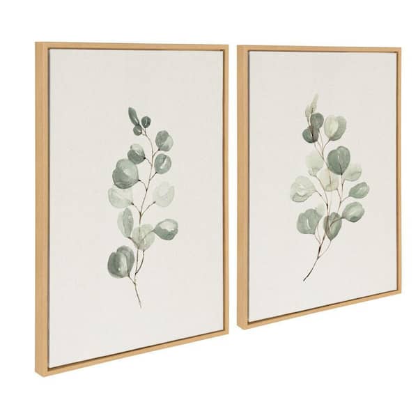 Sylvie "Eucalyptus" by Maja Mitrovic of Makes My Day Happy 2 Piece Natural Framed Art Print Set 33 in. x 23 in.