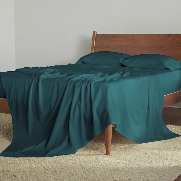bedgear Hyper-Cotton 4-Piece Bed Sheet Set Breathable Cotton Blend Sheets Silky-Smooth Fabric Deep Teal Queen