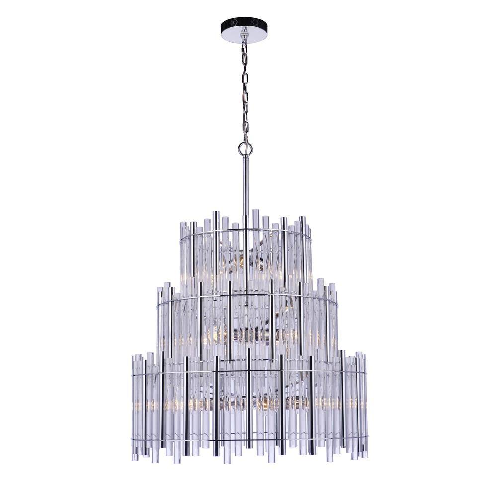 Chrome and Clear Acrylic 13-Light Candle Chandelier