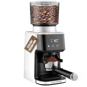 12.5 oz. Adjustable Burr Coffee Grinder with 51 Precise Grind Settings - White