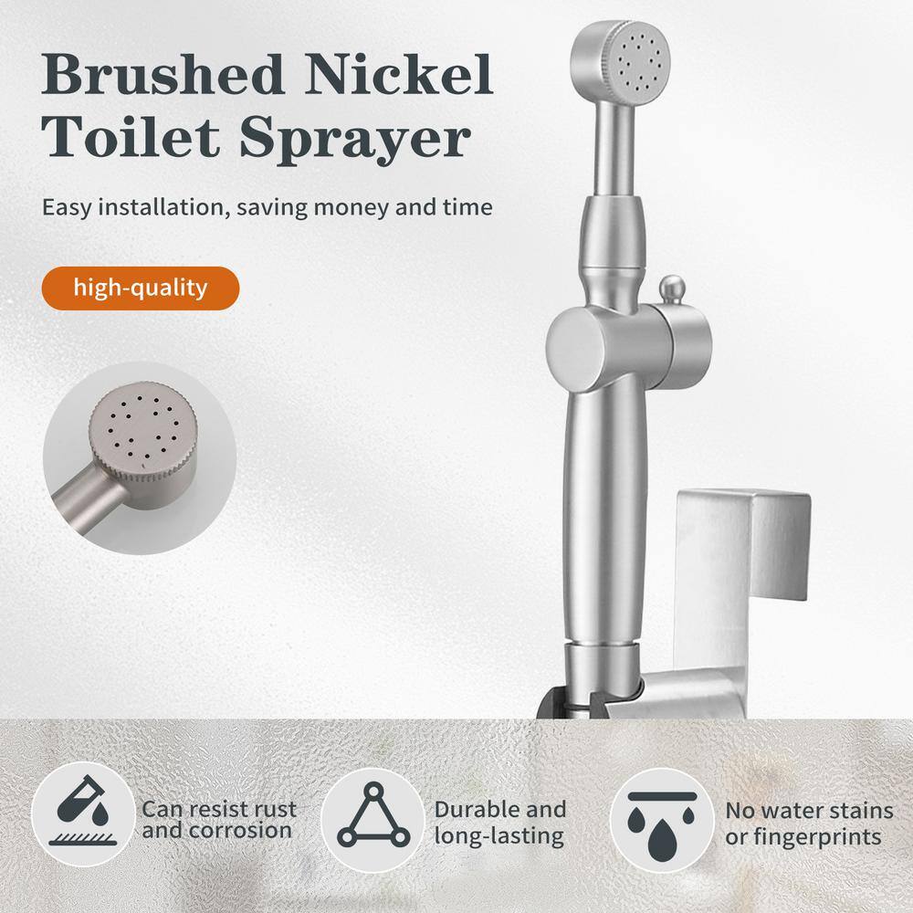 Brushed Nickel Handheld Bidet Sprayer with Adjustable Water Pressure