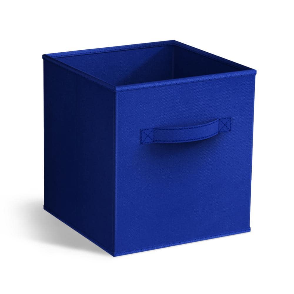 Foldable Storage Cubes with Handles, Blue 10.5 in. x 11 in. Fabric Decorati