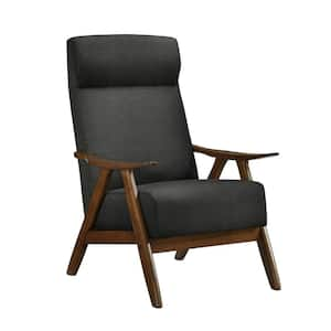 Gray and Brown Polyester Arm Chair with Attached Back and Loose Cushioned Seat