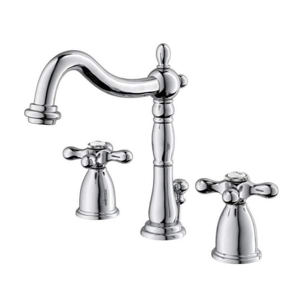 Victorian 8 in. Widespread 2-Handle Bathroom Faucet in Polished Chrome
