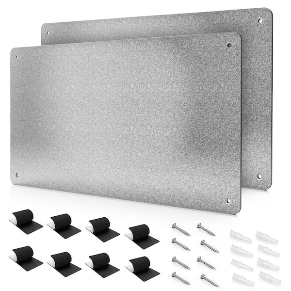 17.1 in. x 11.8 in. Outdoor/Indoor Metal Magnetic Bulletin Board to Display for Wall Cubicle Cabinet, Silver (2-Pack)