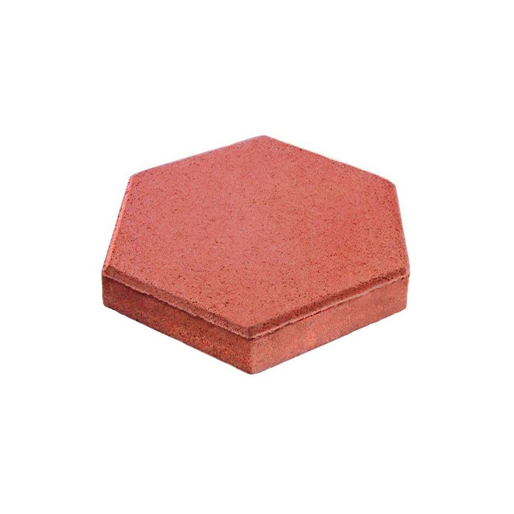 Tileco 12 In. X 12 In. Hexagon Red Concrete Patio Block Step Stone PBHR ...