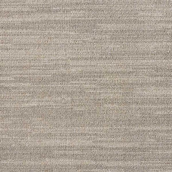 Natural Harmony Sky Breeze - Pottery - Gray 13.2 ft. 36 oz. Wool Loop Installed Carpet