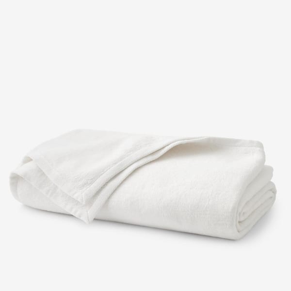 The Company Store Cotton Fleece White Cotton Full Blanket 85060 F WHITE The Home Depot