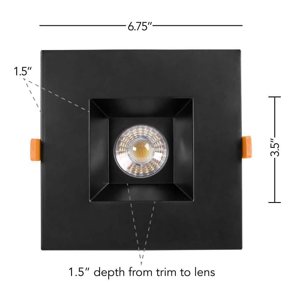 6-Inch Black Aluminum Square LED Recessed Downlight