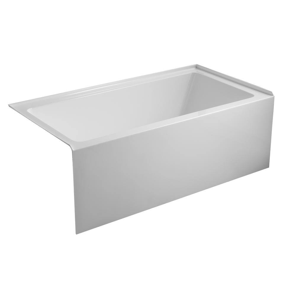 White Acrylic Alcove Skirt Bathtub with Left Drain