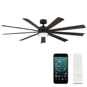 Wynd XL 72 in. Smart Indoor/Outdoor Ceiling Fan Bronze with 3000K LED and Remote Control
