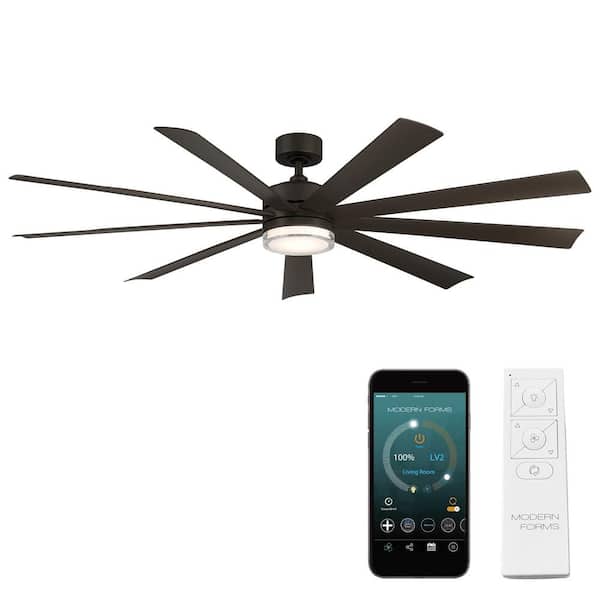 Modern Forms Wynd XL 72 in. Smart Indoor/Outdoor Ceiling Fan Bronze with 3000K LED and Remote Control