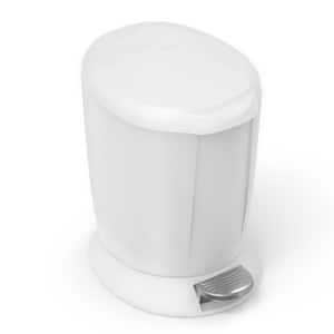 6 l White Plastic Round Step-On Trash Can