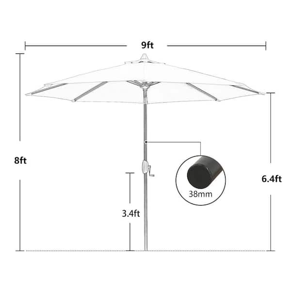 ULAX FURNITURE 9 ft. Sunbrella Aluminum Market Outdoor Patio 