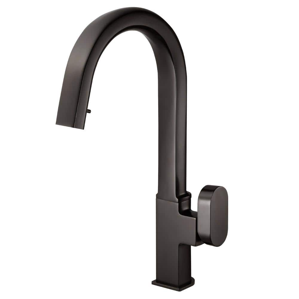 Houzer Azura Single Handle Hidden Pull Down Sprayer Kitchen Faucet With Ceradox Technology In