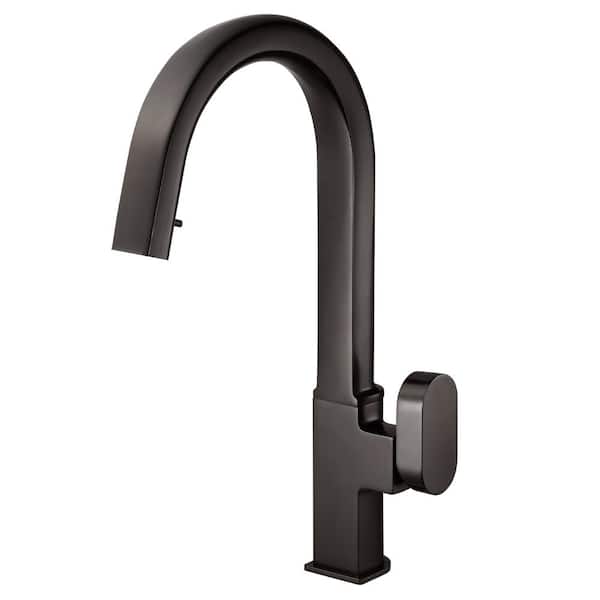 HOUZER Azura Single-Handle Hidden Pull Down Sprayer Kitchen Faucet with CeraDox Technology in Oil Rubbed Bronze