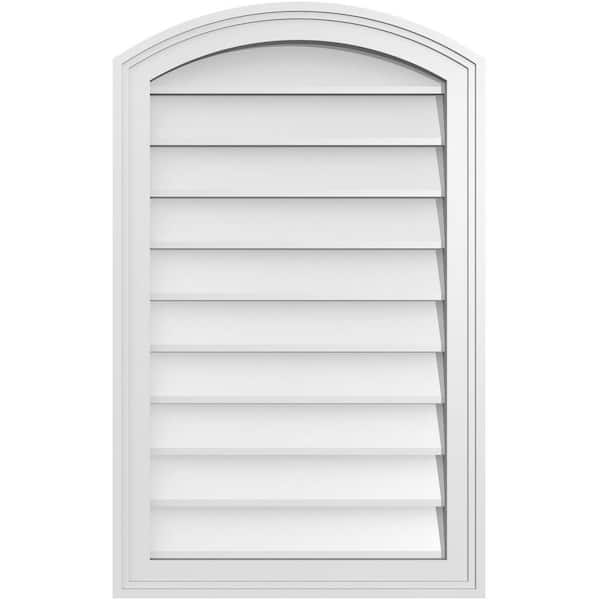 Ekena Millwork 20" x 32" Arch Top Surface Mount PVC Gable Vent: Functional with Brickmould Frame