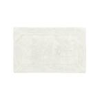 Solid Ruffled Bordered Shag White 20 in. x 39 in. Bath Accent Rug