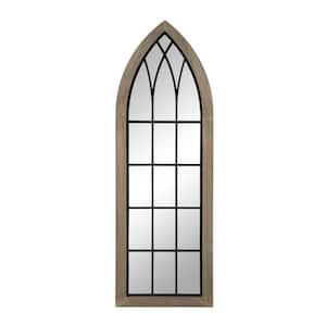 Mid-Century Arch 21 in. W x 64 in. H Wood Framed European-style Window Pane Wall Mirror In Charcoal