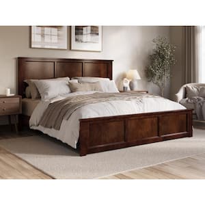 Charlotte Walnut Brown Solid Wood Frame King Low Profile Platform Bed with Matching Footboard