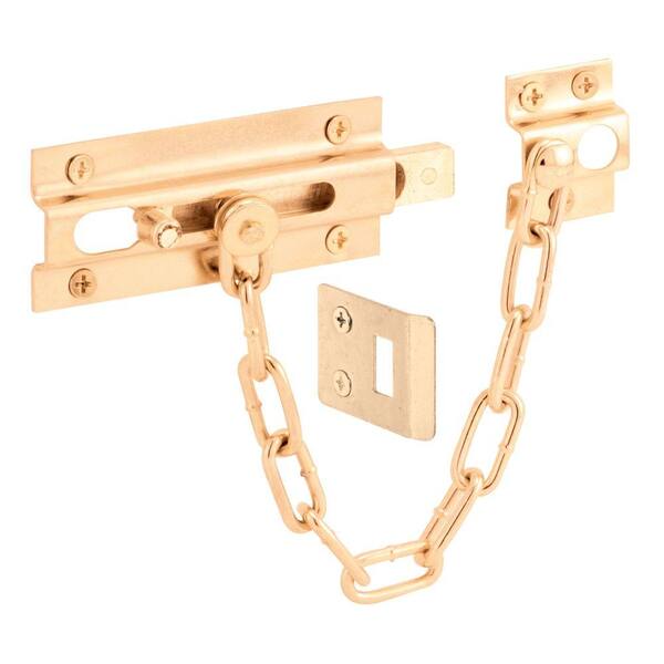 Prime-Line Chain Door Guard Steel with Slide Bolt Brass Plated