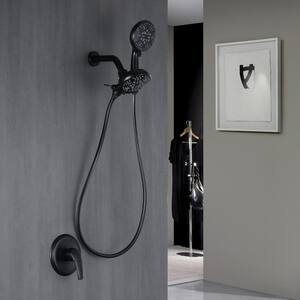 Acuff 5-Spray Patterns 4.72 in. Wall Mount Rainfall Dual Shower Heads in Black