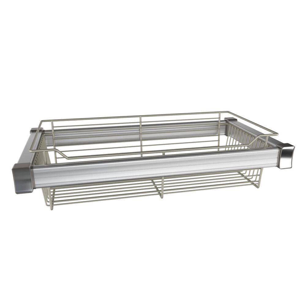 Premium 7.68 in. H x 30 in. W Satin Metal Aluminum Full-Extension Wire Sliding Basket for Cabinets price history on PriceWatchPro