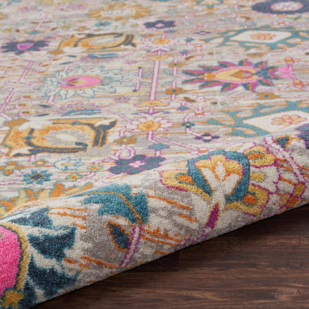 Seductive Silver Floral 9' x 12' Hand-Knotted Synthetic Rug