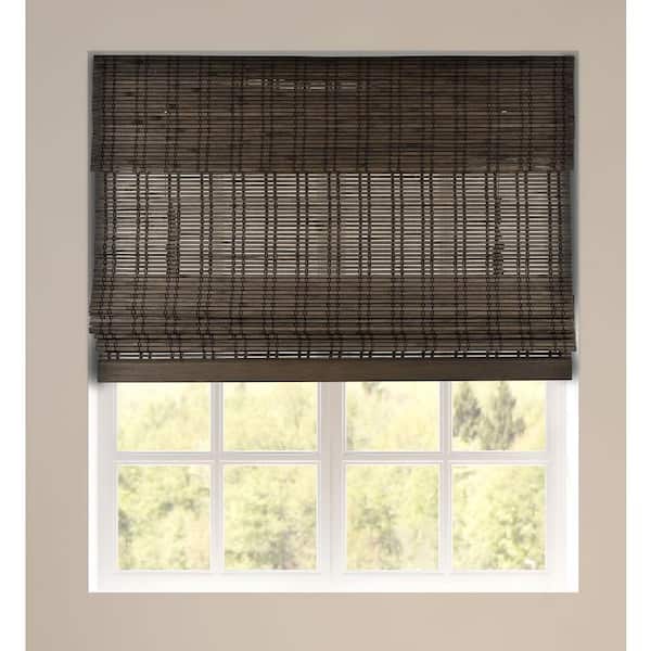 Dali Walnut Cordless Light-Filtering Bamboo Woven Roman Shade 34 in. W x 74 in. L