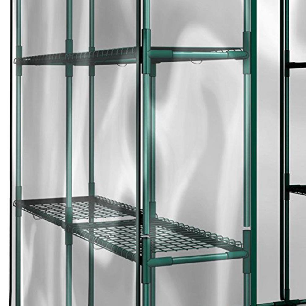 Clear PVC Walk-In Greenhouse with 8 Sturdy Shelves