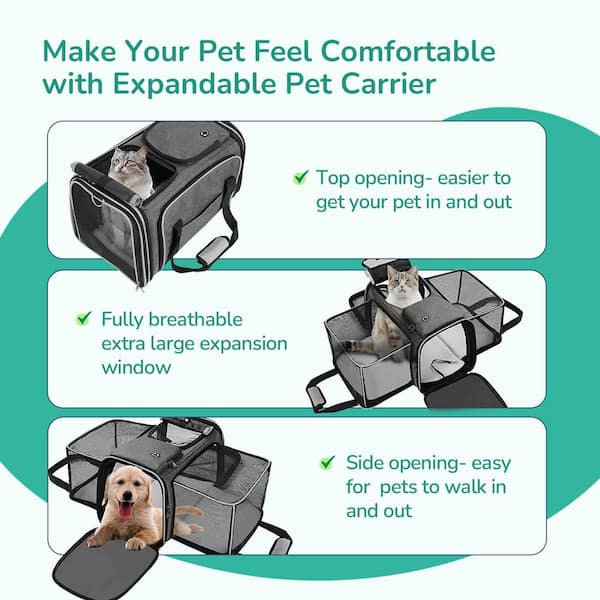 Morpilot Pet Travel Carrier Bag, Portable Pet Bag - Folding Fabric Pet Carrier, Travel Carrier Bag for Dogs or Cats, Pet Cage with Locking Safety