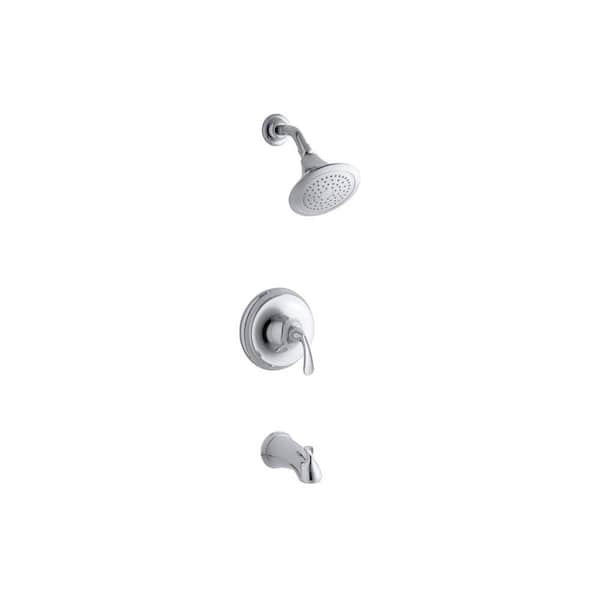 KOHLER Forte Sculpted 1-Handle 1-Spray 2.5 GPM Tub and Shower Faucet with SlipFit Spout in Polished Chrome (Valve Not Included)