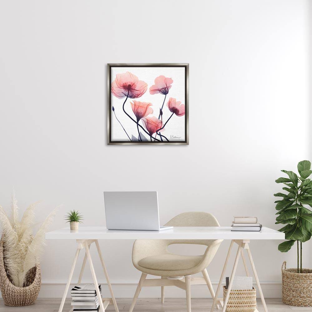 Pink Chic Simple Flowers by Albert Koetsier Gray Floater Frame Nature Graphic Art Print 25 in. x 25 in. price history on PriceWatchPro
