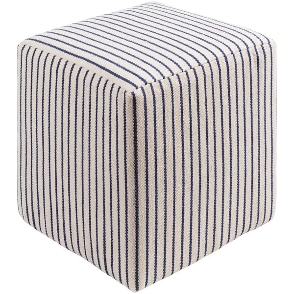 Livabliss Gerhard Navy Accent Pouf Ottoman