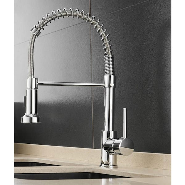 Maincraft Single-Handle High Arc Pull Down Sprayer Kitchen Faucet in Chrome