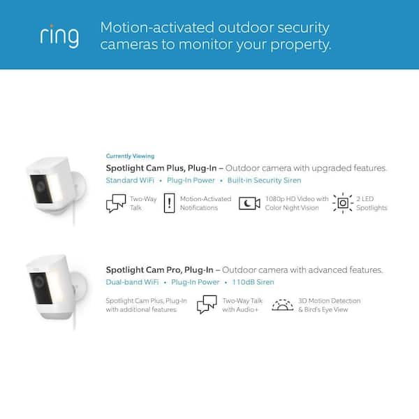 Ring Spotlight Cam Plus, Battery - Smart Security Video Camera with LED Lights, 2-Way Talk, Color Night Vision, Black, 4-Pack