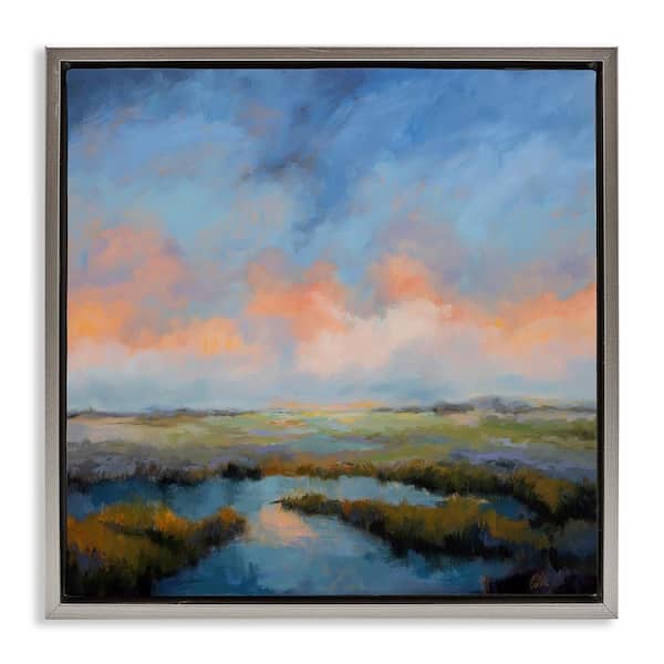 Stupell Industries Pastel Cloud Reflection by Odile Gray Floater Frame Nature Graphic Art Print 25 in. x 25 in.