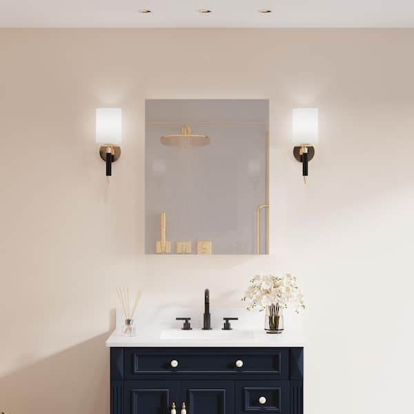 24 in. W x 30 in. H Rectangular Aluminum Recessed/Surface Mount Medicine Cabinet with Mirror and Glass Shelves