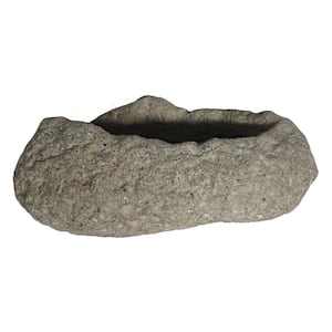 12.5 in. x 6.75 in. Cast Stone Fiberglass Volcanic Rock Planter in Ash