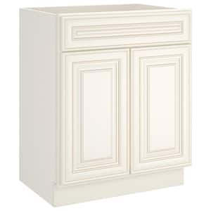 27 in. W. x 21 in. D x 34.5 in. H Bath Vanity Cabinet without Top Plywood Ready to Assemble in Cameo White